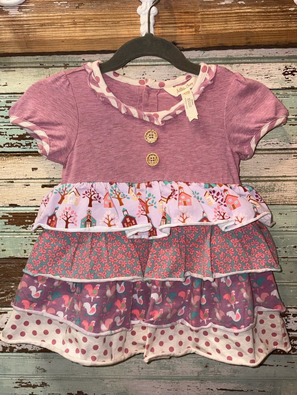 Matilda Jane Lavender Short-Sleeve Ruffle Tiered dress with Bloomers attached